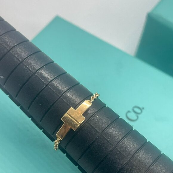 Tiffany & Co. T Two Chain Ring 18k Rose Gold Size 7.25 - Picture 13 of 15